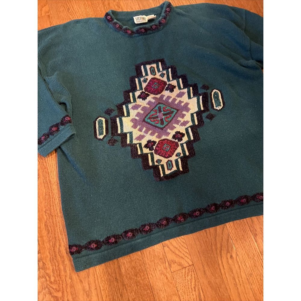 Stefano International Geometric Shapes Art‎ Vintage USA 80s 90s Sweater 26/28 - Picture 8 of 8